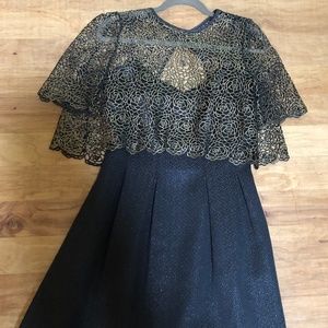 ERIN fetherston Black and Gold Cocktail Dress